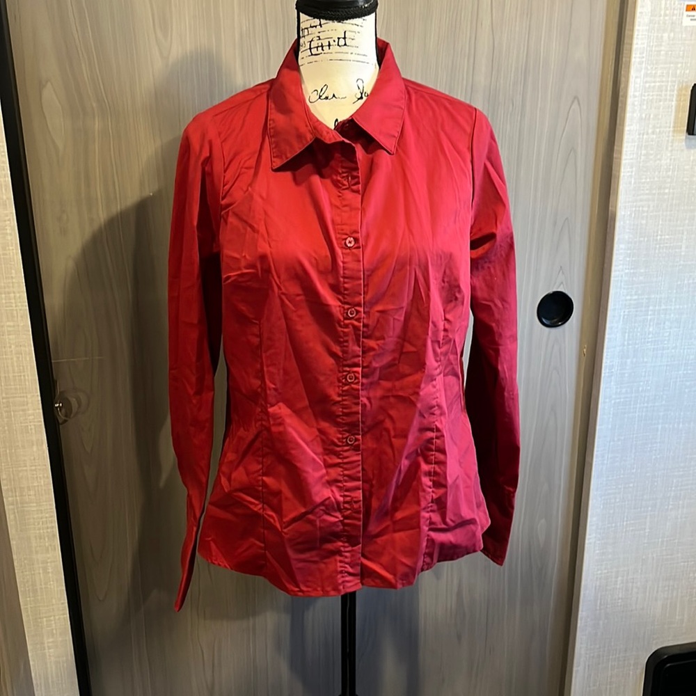 Red button down shirt